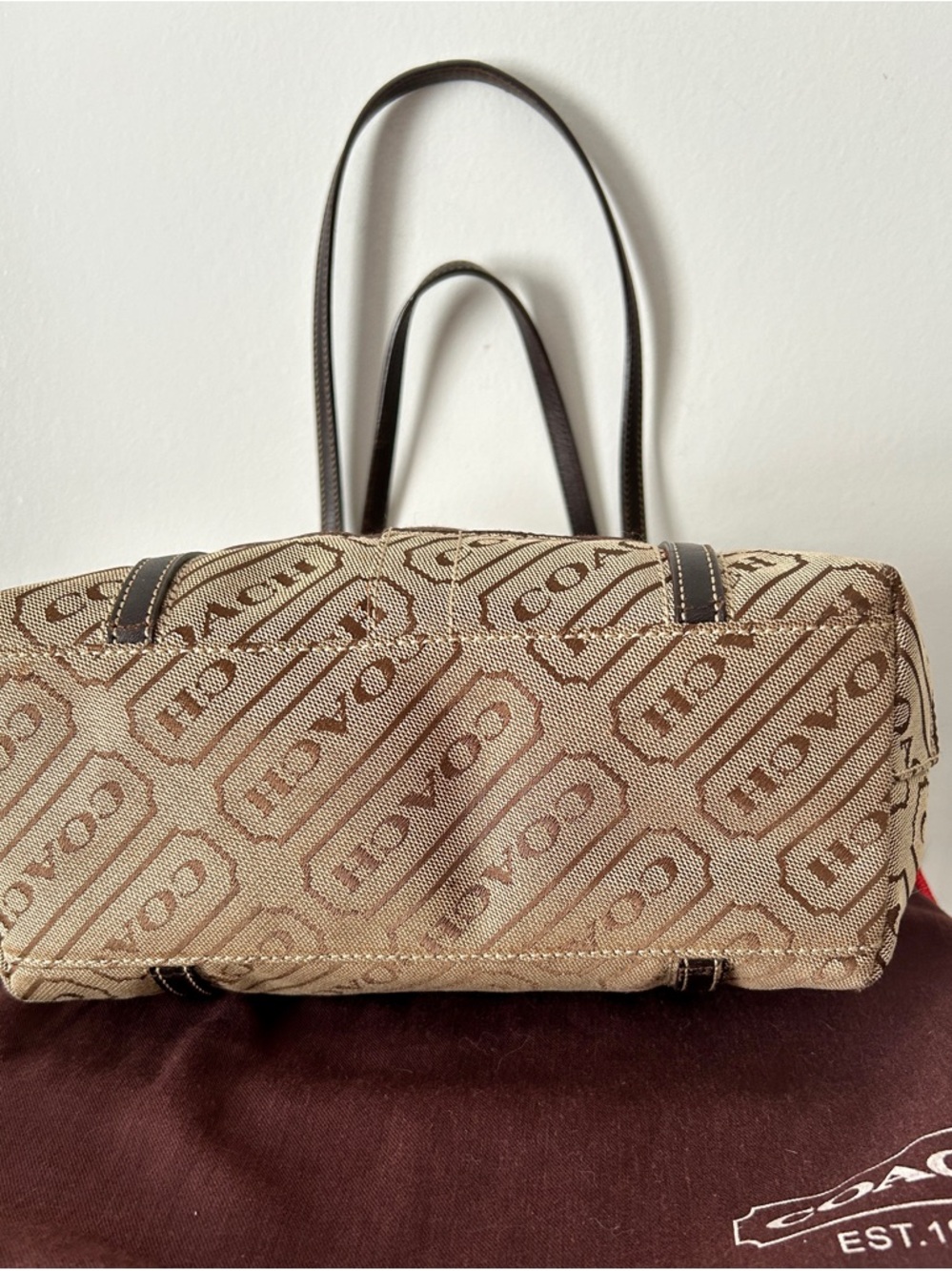 Coach Signature Stripes Lozenge Tote from 2008. With Coach Dusty and Silk scarf - Picture 5 of 9